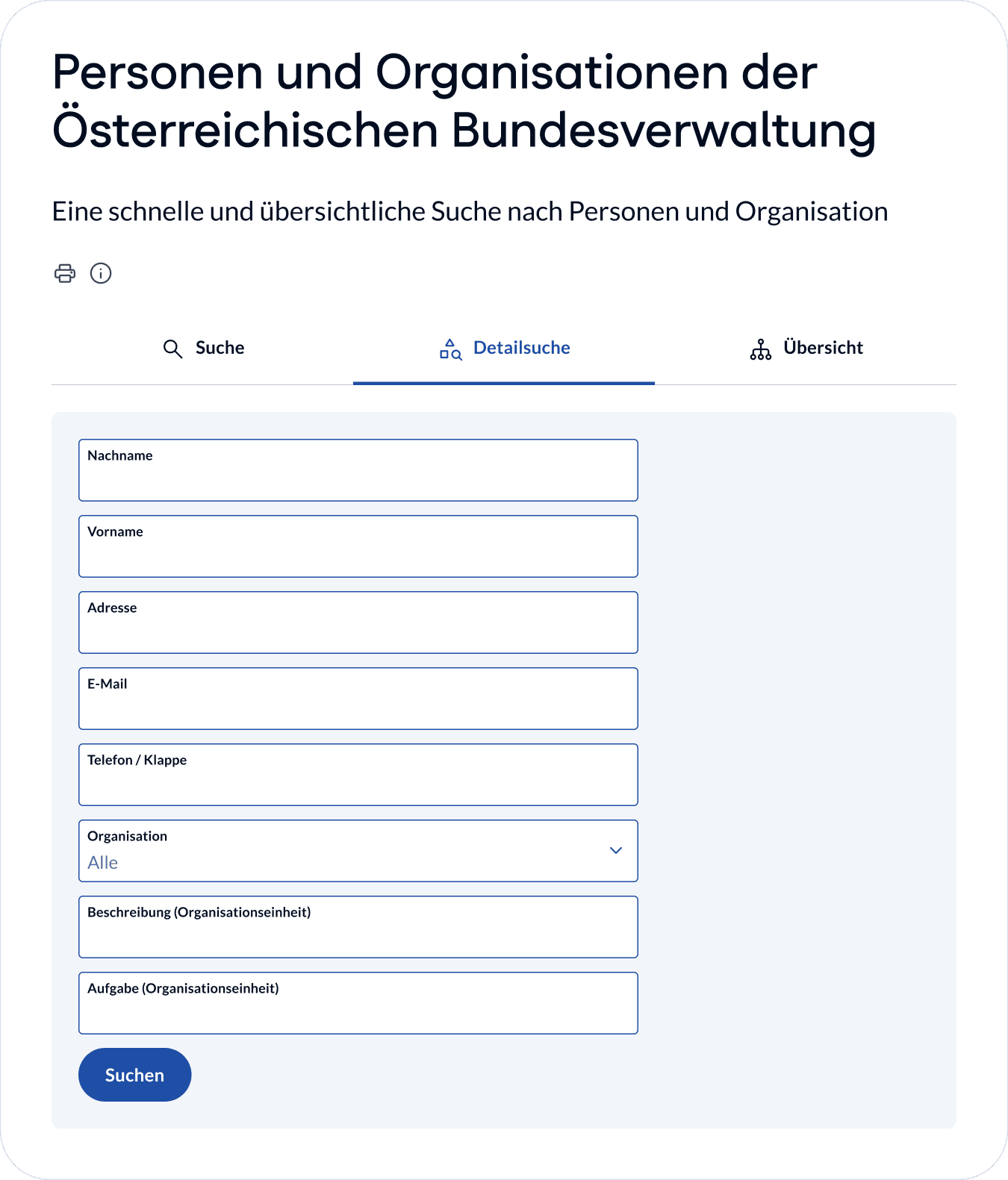 Screenshot der Detailsuche