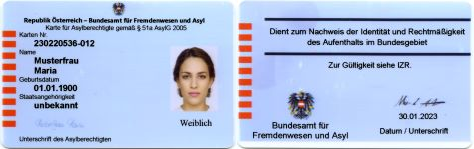Karte für Asylberechtigte (blaue Karte)
