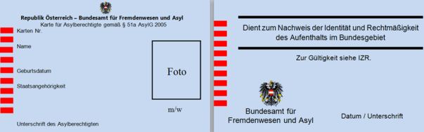 Karte f&uuml;r Asylberechtigte (blaue Karte)