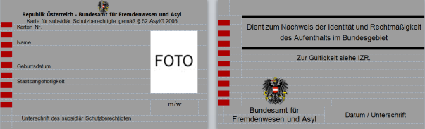 Karte f&uuml;r subsidi&auml;r Schutzberechtigte (graue Karte)