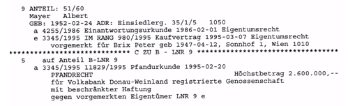 Beispiel: Vormerkung