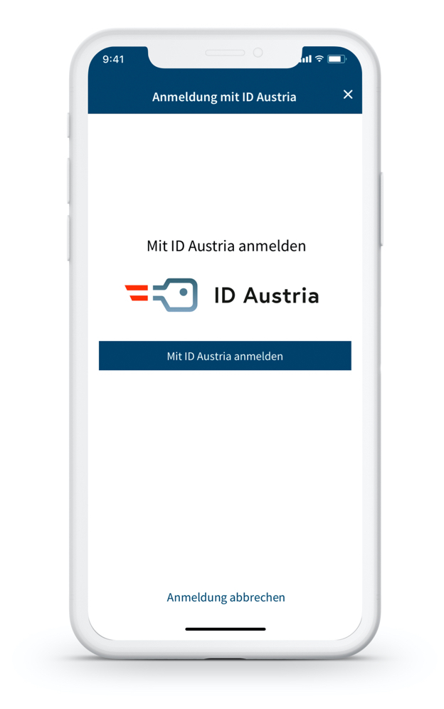 Smartphone with ID Austria login screen
